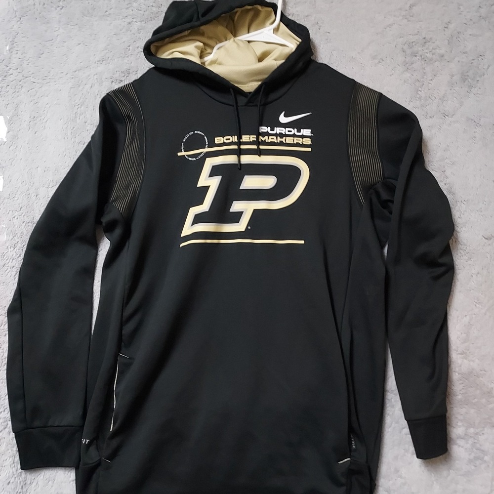 Purdue Boilermakers Hoodie Mens Extra Larrge Nike On Field Black Dri Fit Fleece - Picture 2 of 8